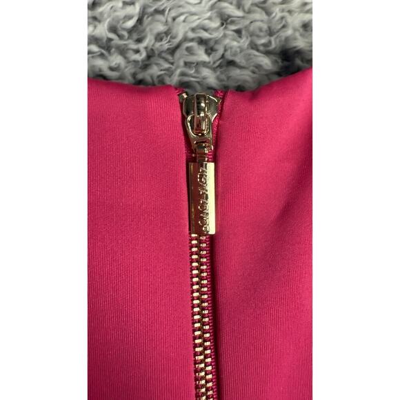NWT Alexia Admor Valeria Dress Hot Pink Crew Neck Slit Thigh Knee Length Size XL - Picture 5 of 12